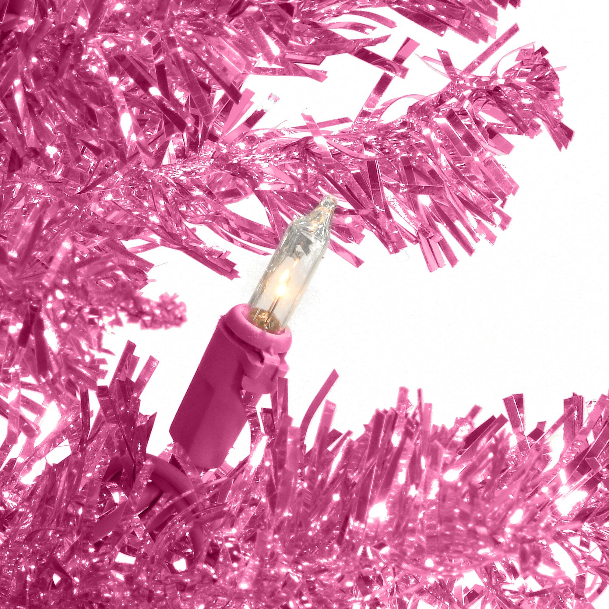 7ft. Pre-Lit Pink Tinsel Artificial Christmas Tree